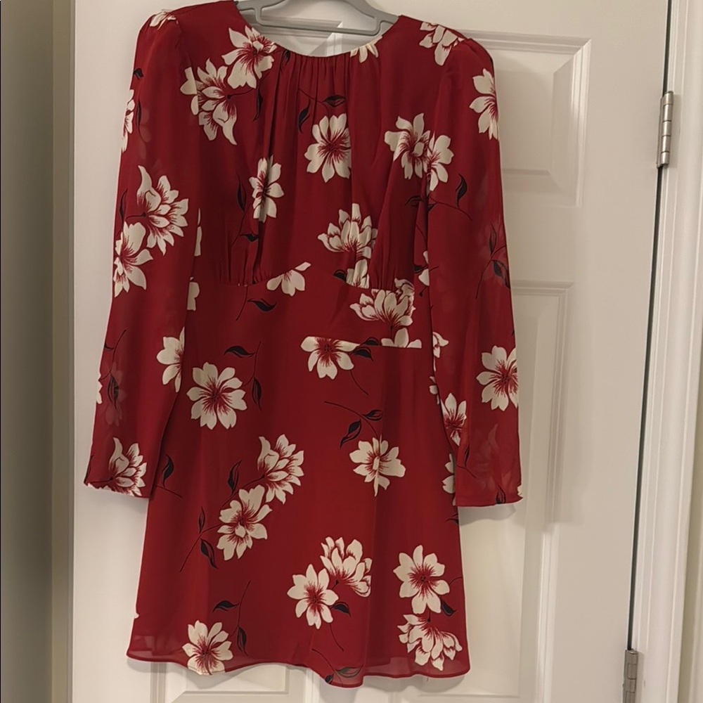 Reformation Red Mini Dress with Bishop Sleeves
